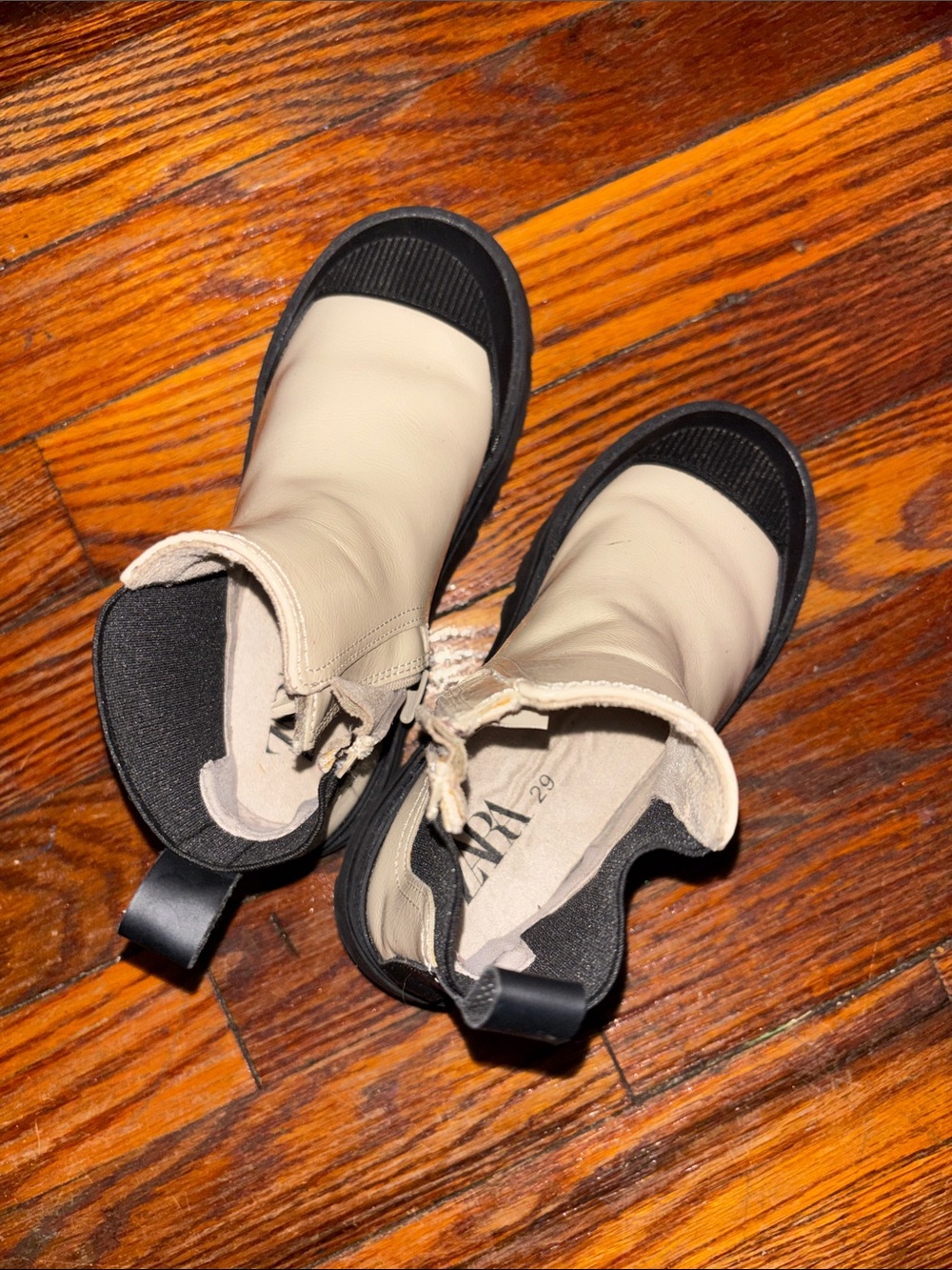Zara Beige and Black Kids Boots